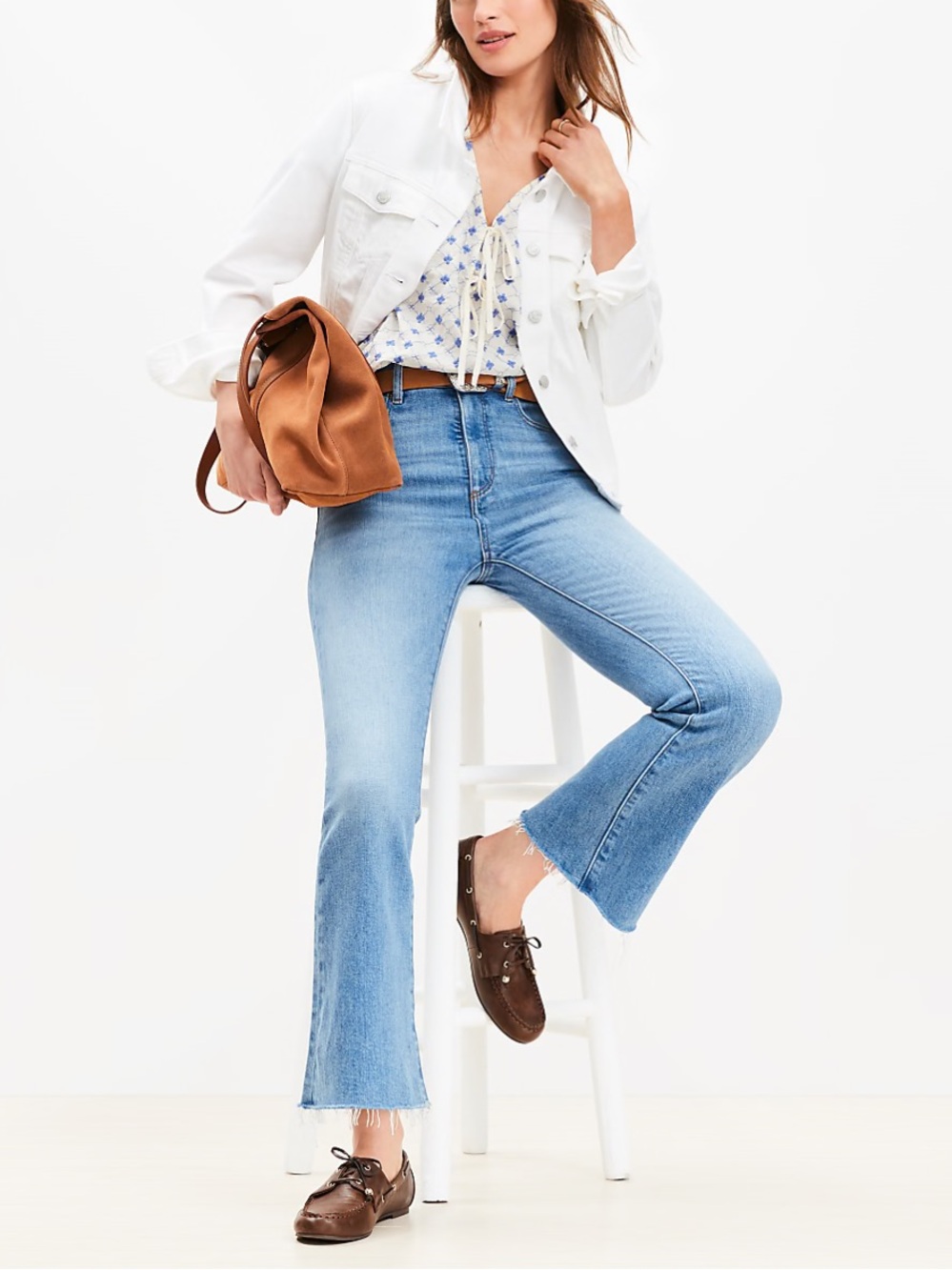 LOFT Fresh Cut High Rise Kick Crop Jeans in Authentic Light Indigo Wash